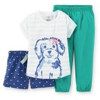 NEW Carter's 3 Piece PJs Glitter Puppy Dog Top & Pants Shorts NWT 2T 3T 4T 5T 7 