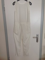 Zara Overall Jumpsuit ecru / naturweiß Rückenfrei lang Gr. 38 M
