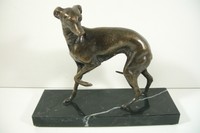 Windhund auf Marmorsockel Windhund Hund Bronzelook Statue Figur Skulptur 102.032
