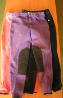 Kinder Reithose Gr 158-164 Blau Lila Rose Kniebesatz Klett 92% Baumwolle