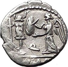 Roman Republic 97BC Quinarius Apollo Victory Trophy Ancient Silver Coin i55496