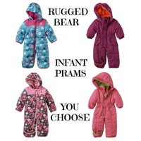 NWT $80 Rugged Bear Infant Girl Pram Snowsuit Coverall Bunting 0-3 3-6 6-9 Mo. 