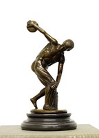 Mythologie Bronze Skulptur "Diskobolos" Der Diskuswerfer, signiert