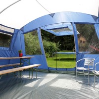 skandika Milano 6 Personen Familienzelt Tunnel 2 Kabinen Moskitonetz blau Neu