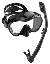 Cressi Scuba Diving Snorkeling Freediving Silicone Mask Snorkel Set Black Water