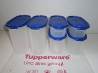 Tupperware neu Vorratsbehälter, Eidgenossen 0,5 l -  1,7 l, blau (6), Etiketten 