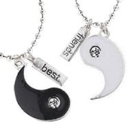 Yin Yang Ying Freundschaftsketten / Partnerketten / Kette Strass + Best Friends