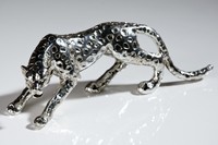 Figur Skulptur PANTHERE Leopard Wildkatze silber 28cm Design Accessoir Geschenk