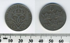 Sweden 1947 - 5 Ore Iron Coin - King Gustaf V