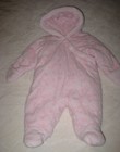 FIRST IMPRESSIONS Pink Plush Hooded Snowsuit 0-3 months