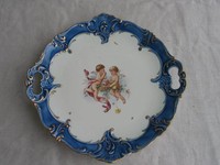 alter Keramik Zierteller Teller Schale Engel Putten Dekor 19. Jahrhundert
