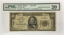 1929 $50 Taylor Texas National Bank Pmg Very Fine Vf 20 ~ Ch# 3027 ~ Fr# 1803-1