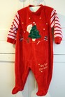 Unisex My1st Christmas One Piece Velour Soft Warm Red Outfit Size 9 months 