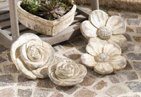 Deko-Blüten Set Blume + Rose, je 17+ 20 cm groß,  4 Blüten, Gartendeko