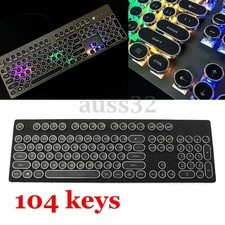 104 keys Steampunk Black Round Plated Keycap For Cherry MX Mechanical Keyboard