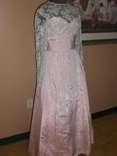 Vintage Grace'S Couture Chantilly Lace Evening Gown Dress Pink Costume