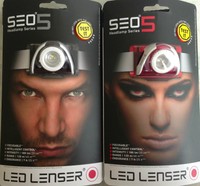LED LENSER SEO5 SEO 5 Kopflampe Stirnlampe mit SLT Farbe rot und grau