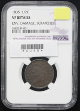 1835 Half Cent Ngc Vf-20 Env. Damage