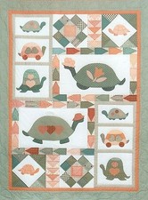 ~ NEW PATTERN ~ TURTLE  BABY CRIB QUILT  ~ APPLIUQUE AND PIECED ~ 43"X60"