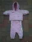 $113 NWT 6 Month 6M Girls Columbia Santa Peak SET PINK, WHT 2-pc Snow Suit bib