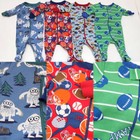 THE CHILDRENS PLACE Lot of 4 Infant Baby Boy Pajamas With Feet Sz NB Newborn