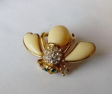 Joan Rivers Bumble Bee RhinestonesYellow Cabochon Pin Brooch