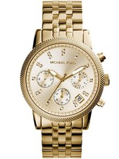 NWT Michael Kors Ritz Gold Tone Stainless Steel Chronograph Women's Watch MK5676