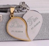 2 Herz Anhänger aus Edelstahl mit Ketten Partnerkette NEU Gratis Gravur PK001-1