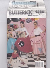 Butterick pattern 4286 Childrens/Girls Poodle Skirt Size S - Xl (5-14) Uncut