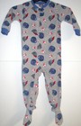 NWOT CARTERS SIZE 2TGRAY W SPORTS PICTURES BLUE TRIM FOOTED 1 PC. FLEECE SLEEPER