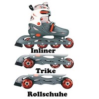2 in 1 Kinder ROLLSCHUHE und INLINER QUAD verstellbar GRAU  27-30, 30-33, 34-37