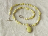 #8386# (S311-D) Collier mit aus Serpentin mit silbernem Anhänger