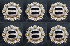 Set of 6 Western Headstall Antique Gold Slotted Berry Conchos 1-1/2"