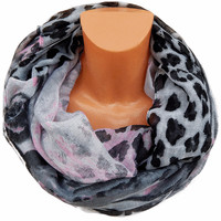 XXL LOOP SCHAL RUNDSCHAL SCHLAUCHSCHAL LEOPARD Weiß Schwarz Pink 2015 H 10