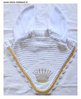 Luxus Fliegenhaube , Weiß , Strass  , Gr. WB , NEU , Krone , Turnier