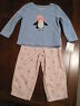 New NWT Carter Girl Pink Blue Polka Dot Penguin Fleece 2 Pc Pajamas PJs 3T 