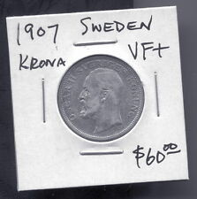Sweden - Beautiful Oscar Ii Silver Krona, 1907 Eb
