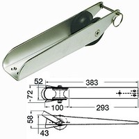 Osculati Edelstahl Bugrolle 393mm Länge, 52mm Breite - Boot Anlegen Ankern Anker