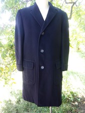 Exquisite Mens Vintage Cashmere DeLuxe Black Winter Overcoat Coat 46 Xl Long