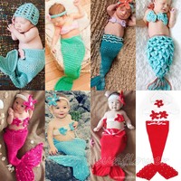 New Girl Newborn Baby Infant Crochet Knit Photo Prop Cute Mermaid Outfit Costume