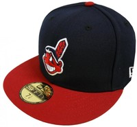 New Era MLB TSF Cleveland Indians 59fifty Basic Fitted Cap Navy Red Basecap Mens
