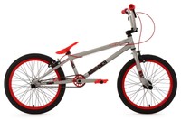 BMX BIKE FREESTYLE 20'' FAHRRAD JUNGEN TWENTYINCH SILBER-ROT 4 PEGS 601B