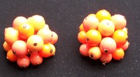 70er Jahre Ohrringe Clips Vintage Neonorange  Modeschmuck (237)