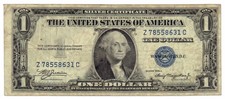 1935 A $1 Silver Certificate / Blue Seal / Z 7855 8631 C / X 9808 8134 D / Set