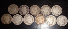 Lot of 11 Different Silver Barber Dimes in Average Circulated Condition