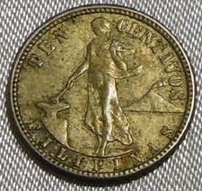 Vintage 1944 D Philippines 10 Centavos Silver Coin Us Administration #2