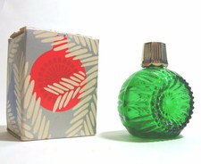 Vintage Avon Festive Facets Green Glass Ornament Shaped Decanter