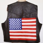 Motorcycle Vest Men's Black Leather w/ American Flag Sz 4XL NEW