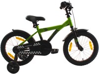 PROMETHEUS Kinderfahrrad 16 Zoll Fahrrad Grün Schwarz Stützräder 5 Jahren 2016