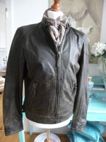 Gipsy Leder Jacke Biker Gr. M oliv/grau Nappa neu ohne Etikett